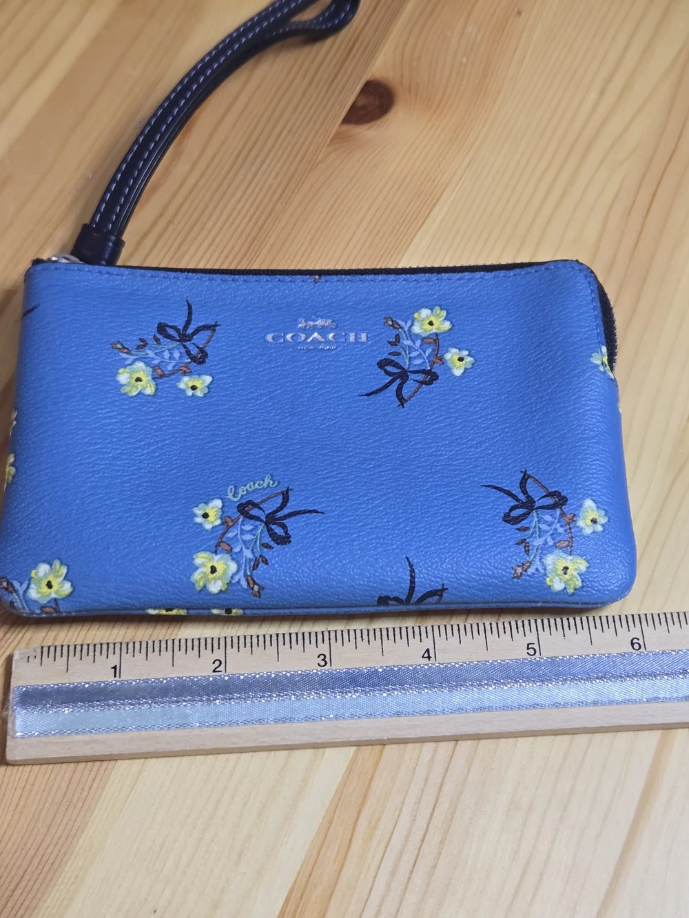 Coach Blue Floral Wristlet